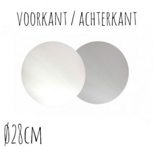 Afbeelding Ronde Wit Zilver Taartonderzetter