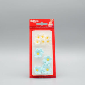 Afbeelding Witte en Blauwe Madeliefjes Suikerdecoraties