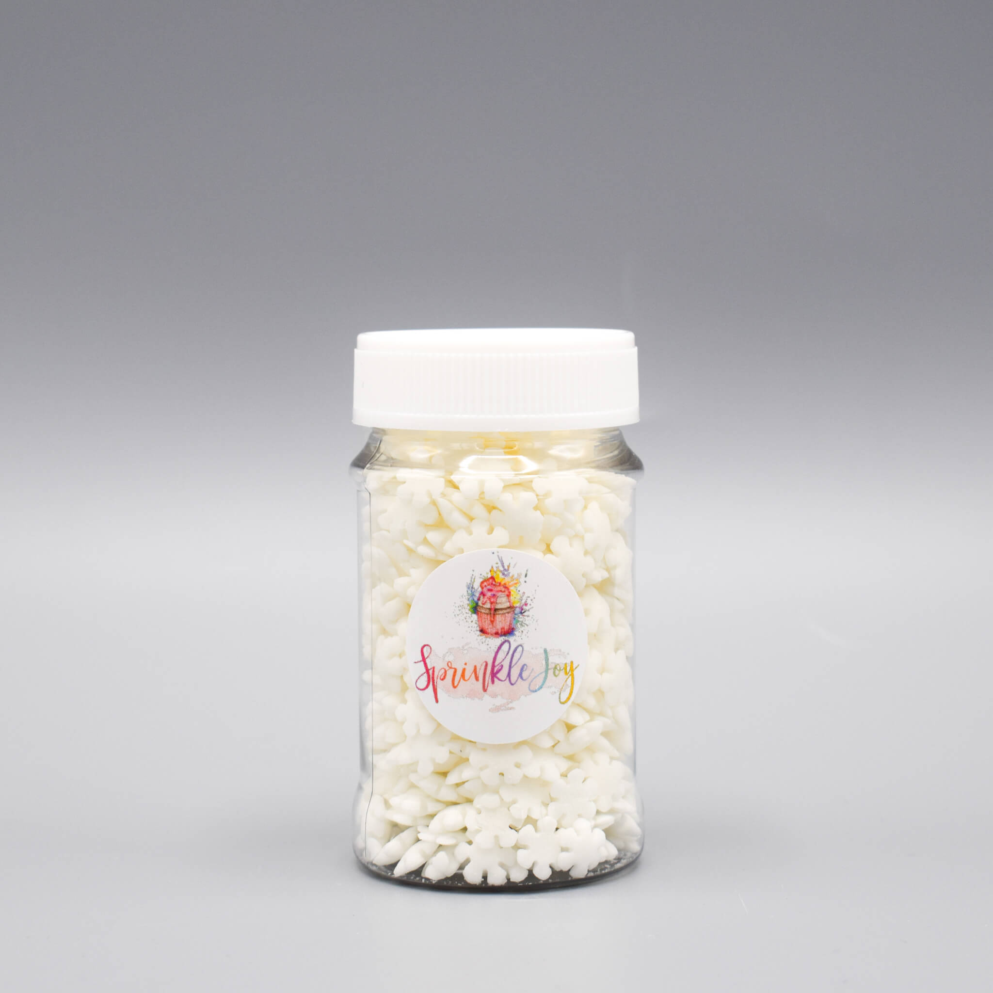 Witte Sneeuwvlokken Sprinkles (60g) (SprinkleJoy) Afbeelding Witte Sneeuwvlokken Sprinkles