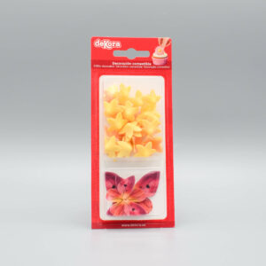 Afbeelding Gele Bloemen en Rode Vlinders Ouwel decoraties