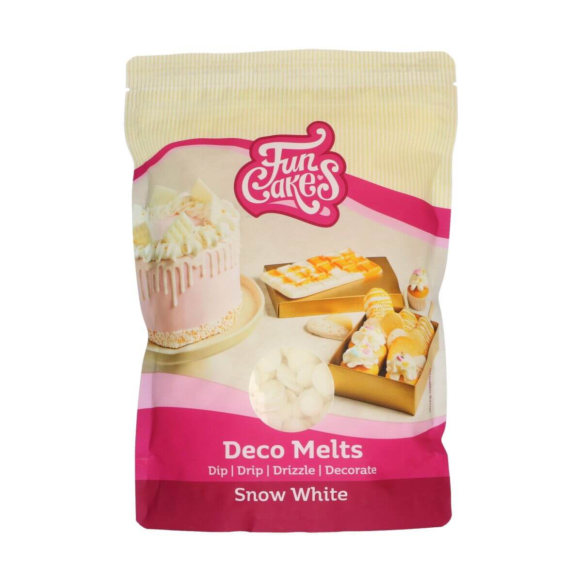 Sneeuw Witte Deco Melts (1kg) (FunCakes) (1) Afbeelding Sneeuw Witte Deco Melts