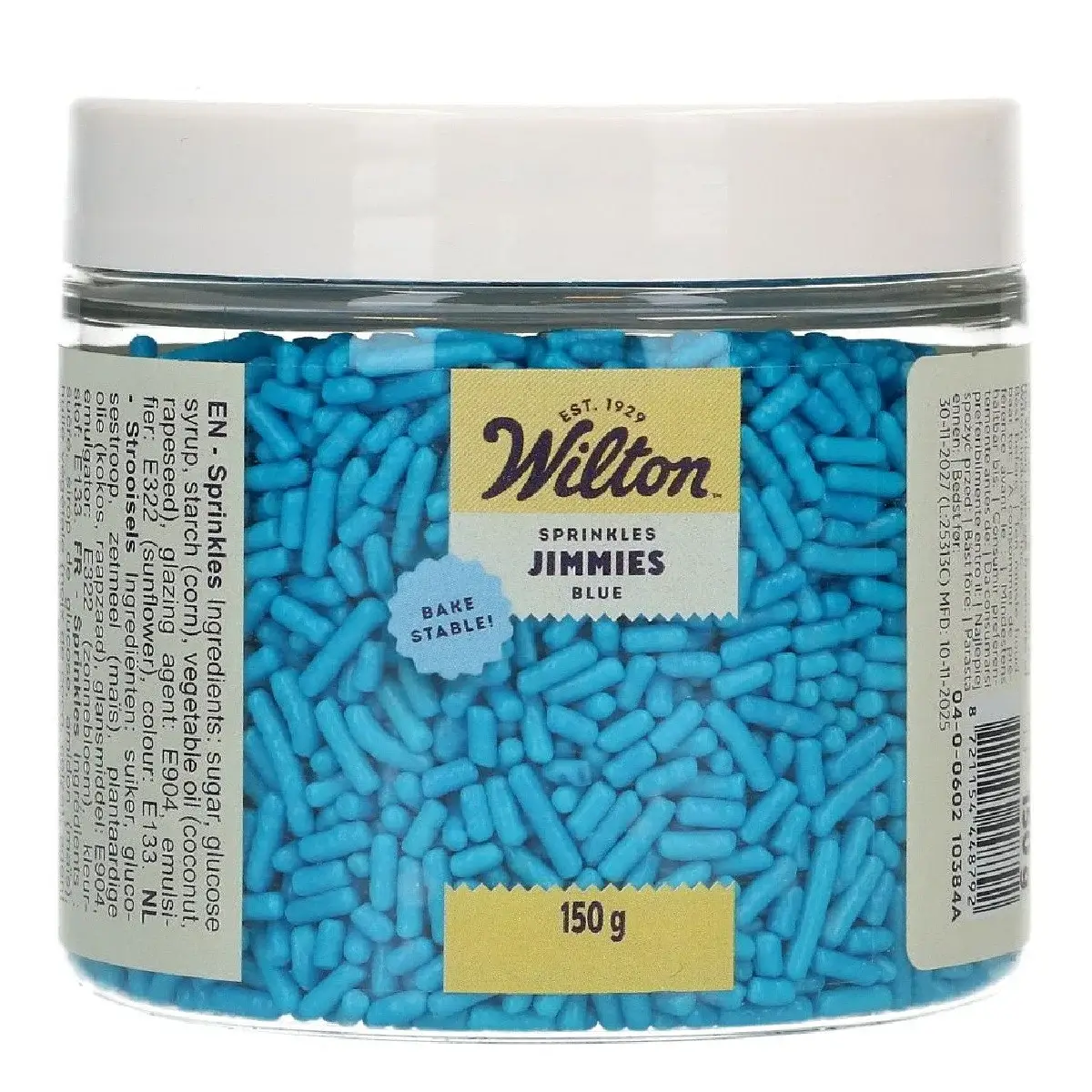 Blauwe Bakvaste Jimmies (150g) (Wilton) (1) Afbeelding Blauwe Bakvaste Jimmies