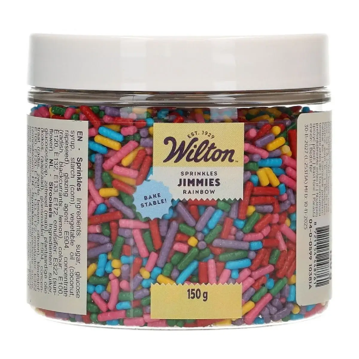 Regenboog Bakvaste Jimmies (150g) (Wilton) (1) Afbeelding Regenboog Bakvaste Jimmies