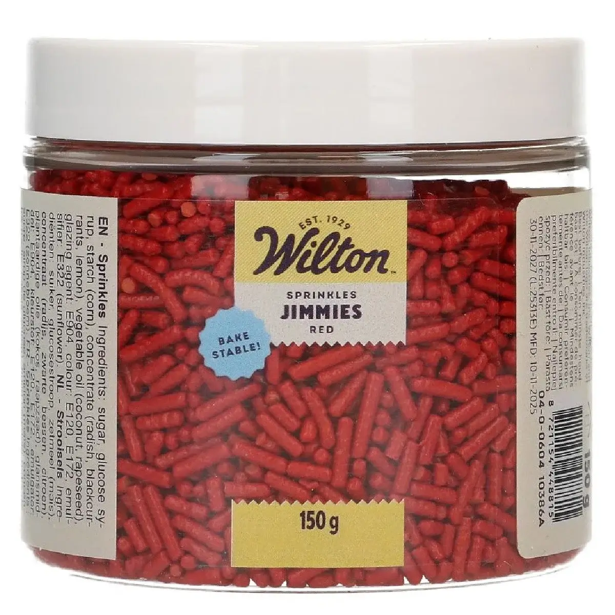 Rode Bakvaste Jimmies (150g) (Wilton) (1) Afbeelding Rode Bakvaste Jimmies