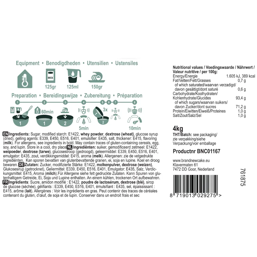 Botercreme Mix (4kg) 2 Botercrème Mix (4kg) (BrandNewCake) - Afbeelding 2