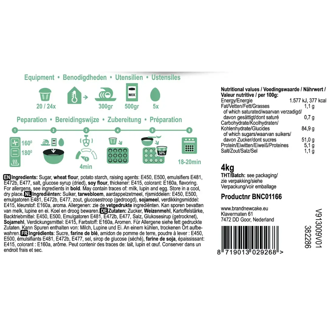 Cupcake Mix (4kg) (BrandNewCake) 2 Cupcake Mix (4kg) (BrandNewCake) - Afbeelding 2