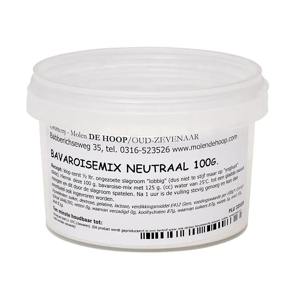 Neutrale Bavarois Mix (100g) (Molen de Hoop) Afbeelding Neutrale Bavarois Mix